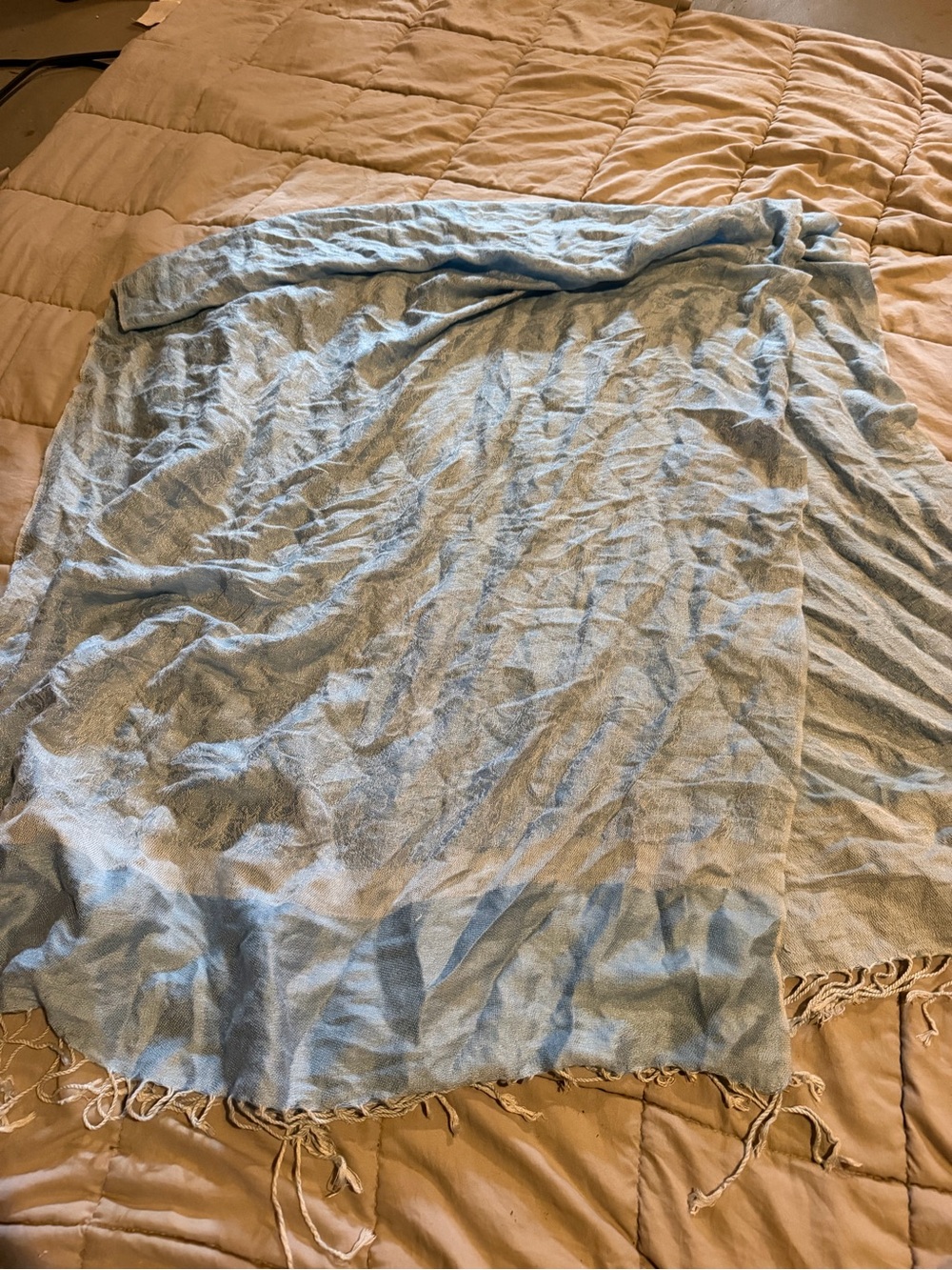 Light Blue Women's Fringe Wrap Scarf by